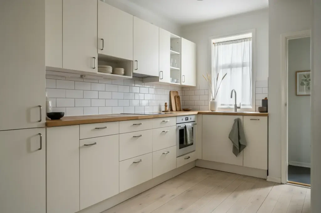 m lning av k ksluckor och v ggar i bostadsr tt i vega
